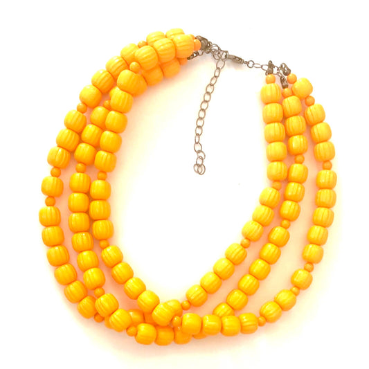 Leetie Lovendale - Marigold Mustard Fluted Multi Strand Morgan Necklace