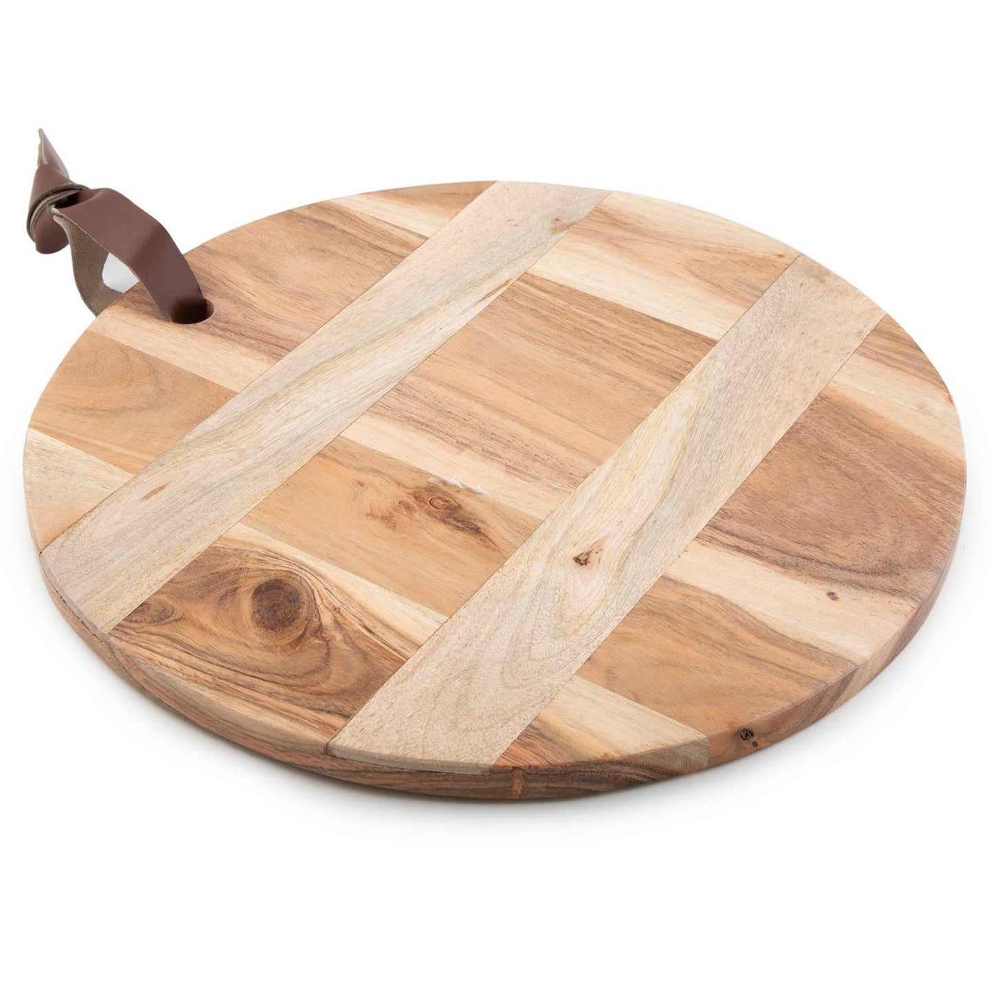 CounterArt and Highland Home - Decorative Round Mixed Wood Serving Tray