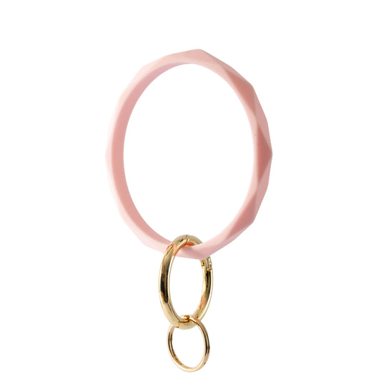 Silicone Bangle Wristlet Minimalist Keychain Bracelet: Light Pink