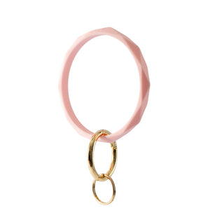 Silicone Bangle Wristlet Minimalist Keychain Bracelet: Light Pink