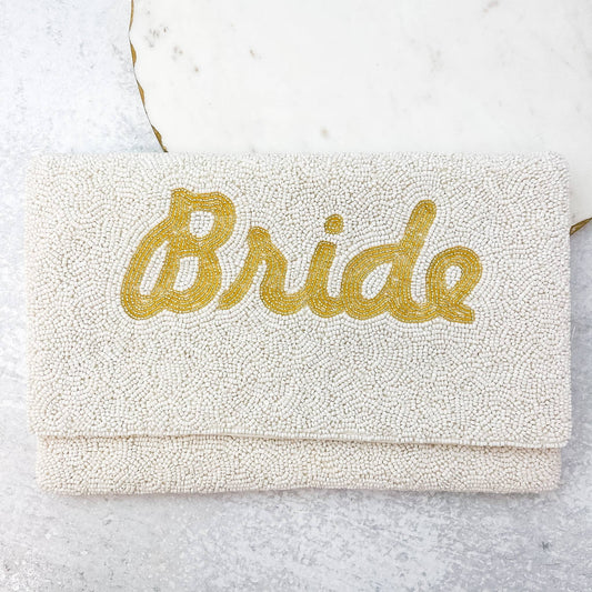 Prep Obsessed Wholesale - Gold 'Bride' Beaded Crossbody/Clutch