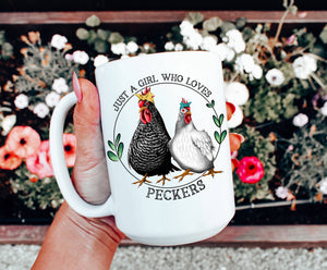 Ace the Pitmatian Co - Just a Girl Who Loves Chickens Coffee Mug
