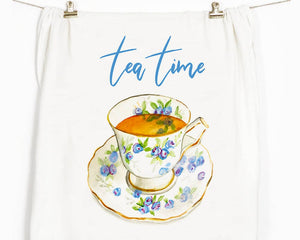 Honey Brush Design - Blue Teacup Tea Towel