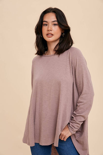 In Loom - Hi Low Raglan Top - Dusty Mauve