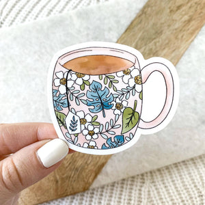 Elyse Breanne Design - Tropical Pink Teacup Sticker 2.5x2.25in