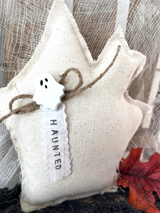 Kate + Em - Halloween Haunted House Mini Pillow | Home Decor: Single / Natural