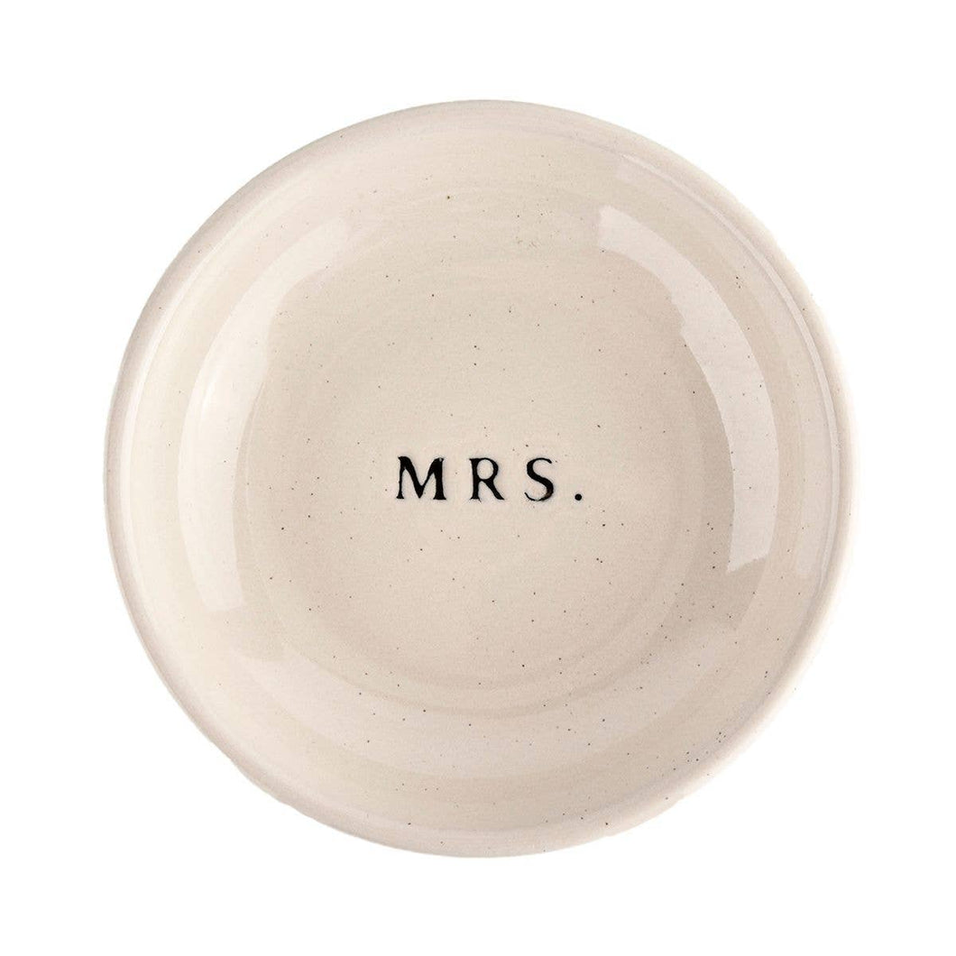 Sweet Water Decor - Mrs. Jewelry Dish - Cream Stoneware - 4x4