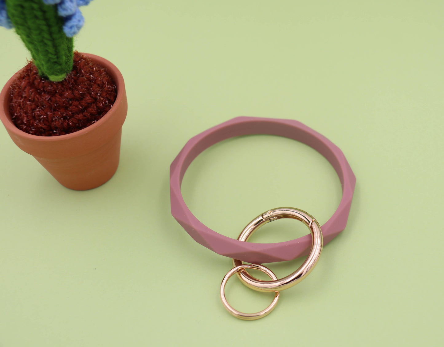 Sparkle Being - Silicone Bangle Wristlet Minimalist Keychain Bracelet: Mauve