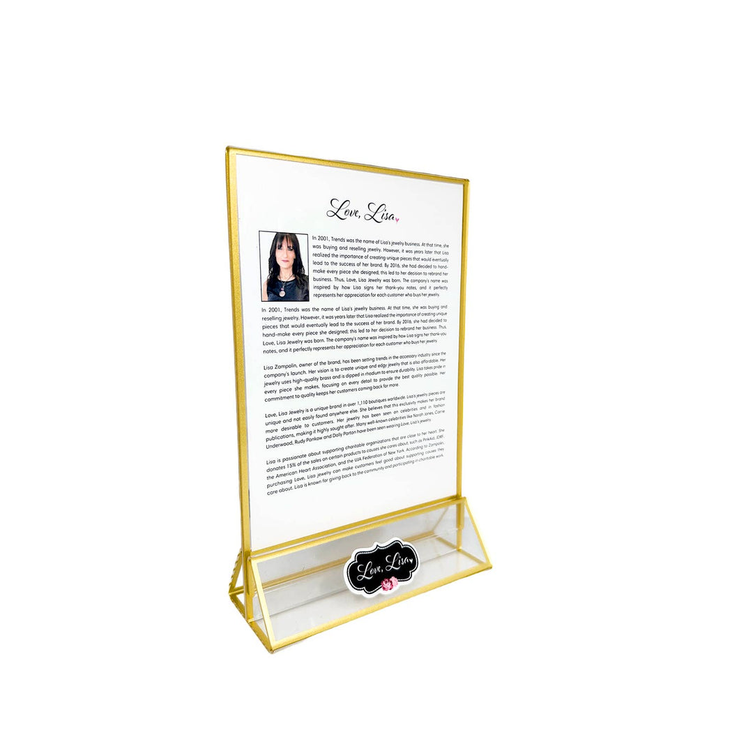 Love, Lisa - About The Brand  Marketing Sign / Frame / Display
