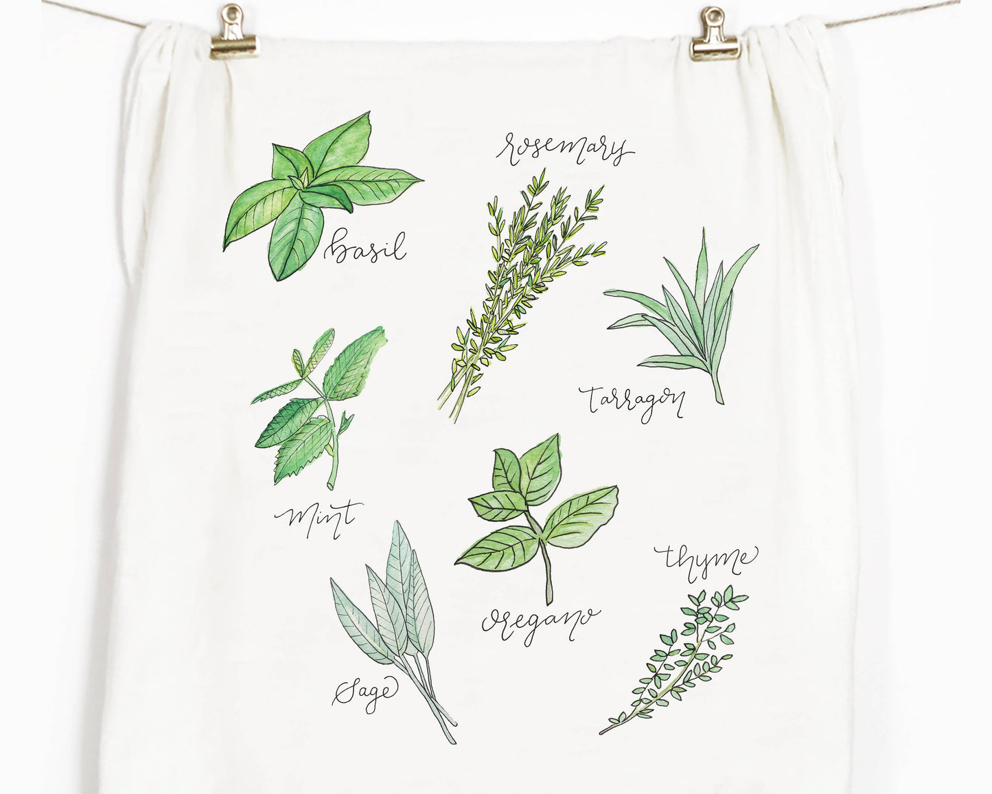 Honey Brush Design - Herbs Tea Towel