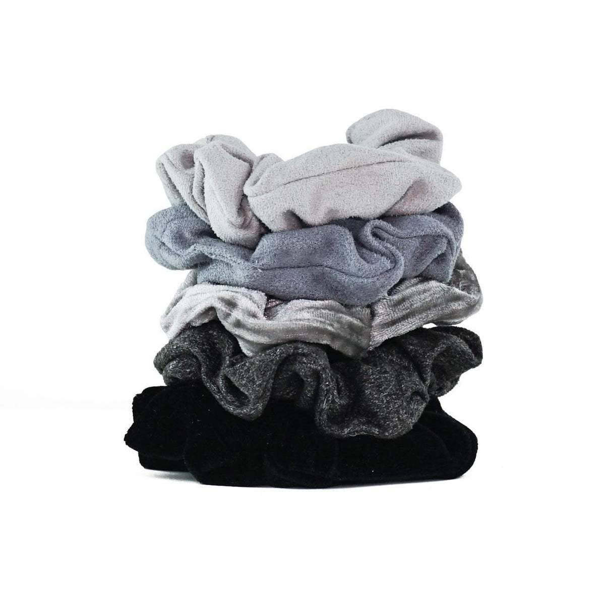 KITSCH - Velvet Scrunchies - Black and Gray