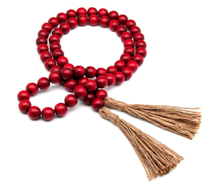 Ivy and Sage Market - Red Wood Bead Garland with Tassels