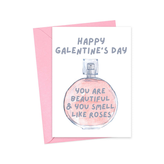 R is for Robo - Smell like Roses Funny Galentine's Day Card