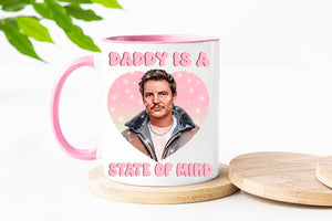 Ace the Pitmatian Co - Daddy is a State of Mind Coffee Mug with Pink Handle