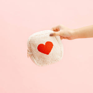 The Darling Effect - Cream Square Teddy Pouch - Heart