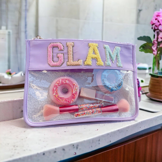 Beauty Stash - GLAM Lilac Clear Luxury Nylon Pouch