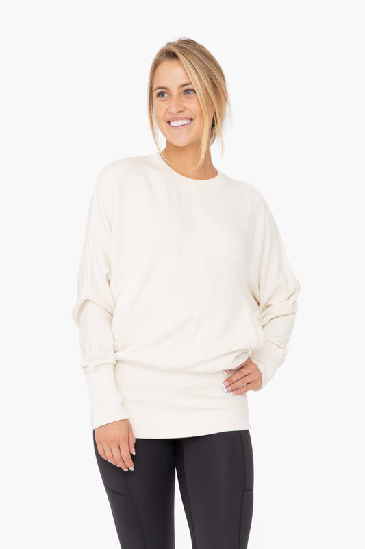 Mono B - Brushed Dolman Sleeve Crew Neck - Natural