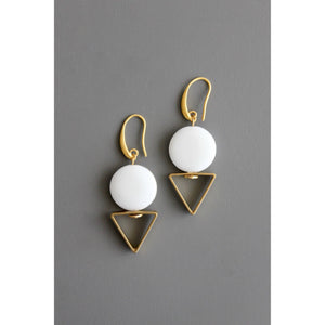 David Aubrey Jewelry - BKNE18 Geometric white agate hoop earrings