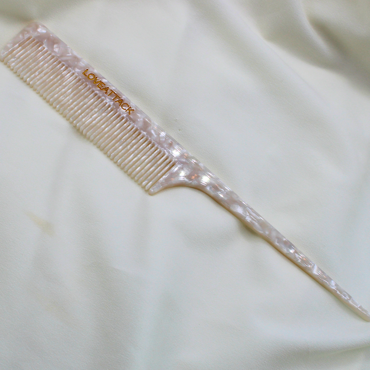 Love Attack - Cellulose Acetate Tail Hair Comb: White Tortoiseshell