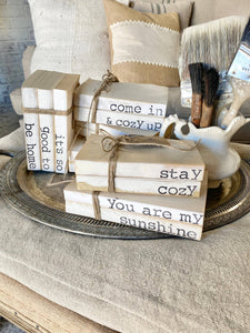 The Little Burlap Barn - "Stay Cozy" Vintage Book Stack