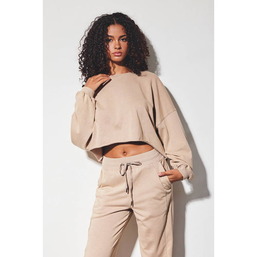 Dress Forum - Miles Raw Hem Cropped Pullover Top - Taupe