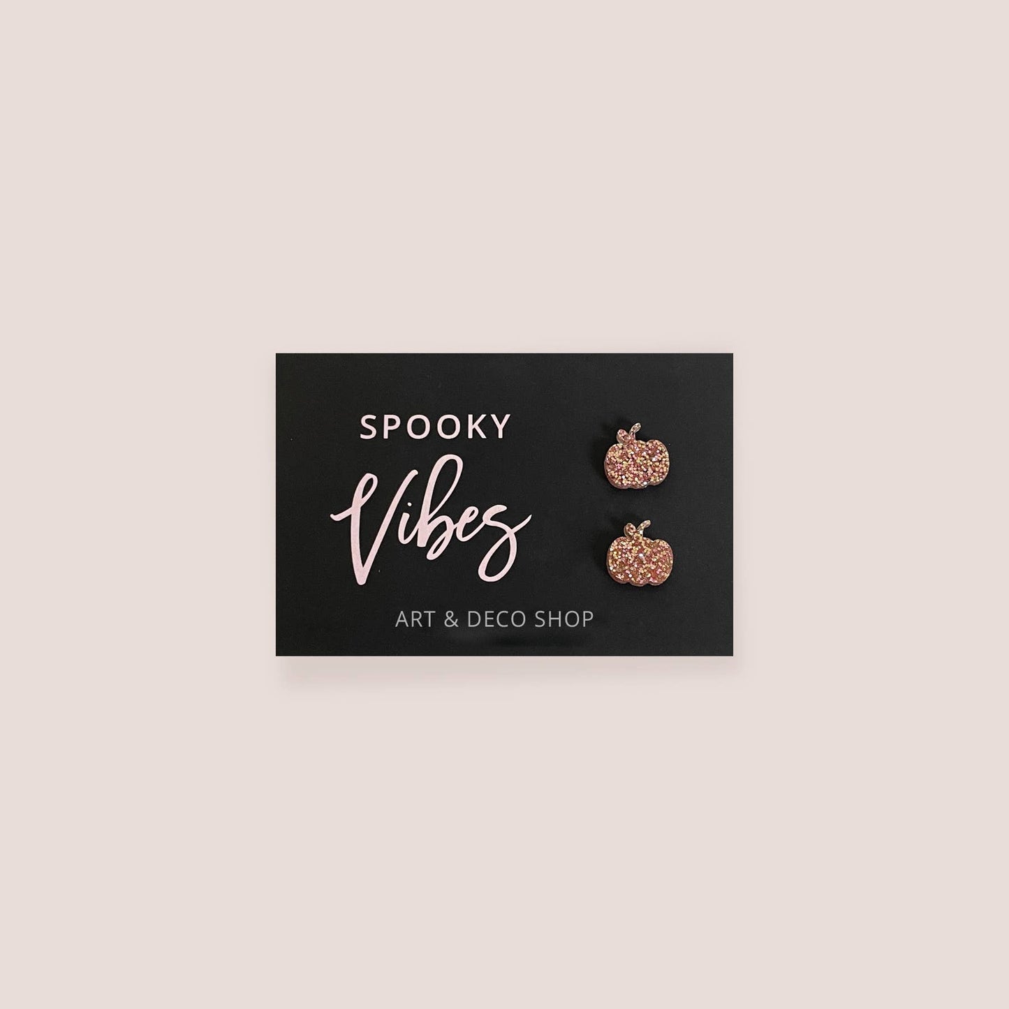 Glittery Pumpkin - Halloween Stud Earrings