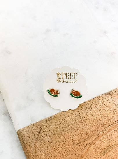Prep Obsessed Wholesale - Thanksgiving Turkey Enamel Stud Earrings