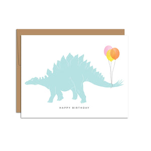 HAZELMADE - "Happy Birthday" Stegosaurus Dinosaur / Birthday / Card