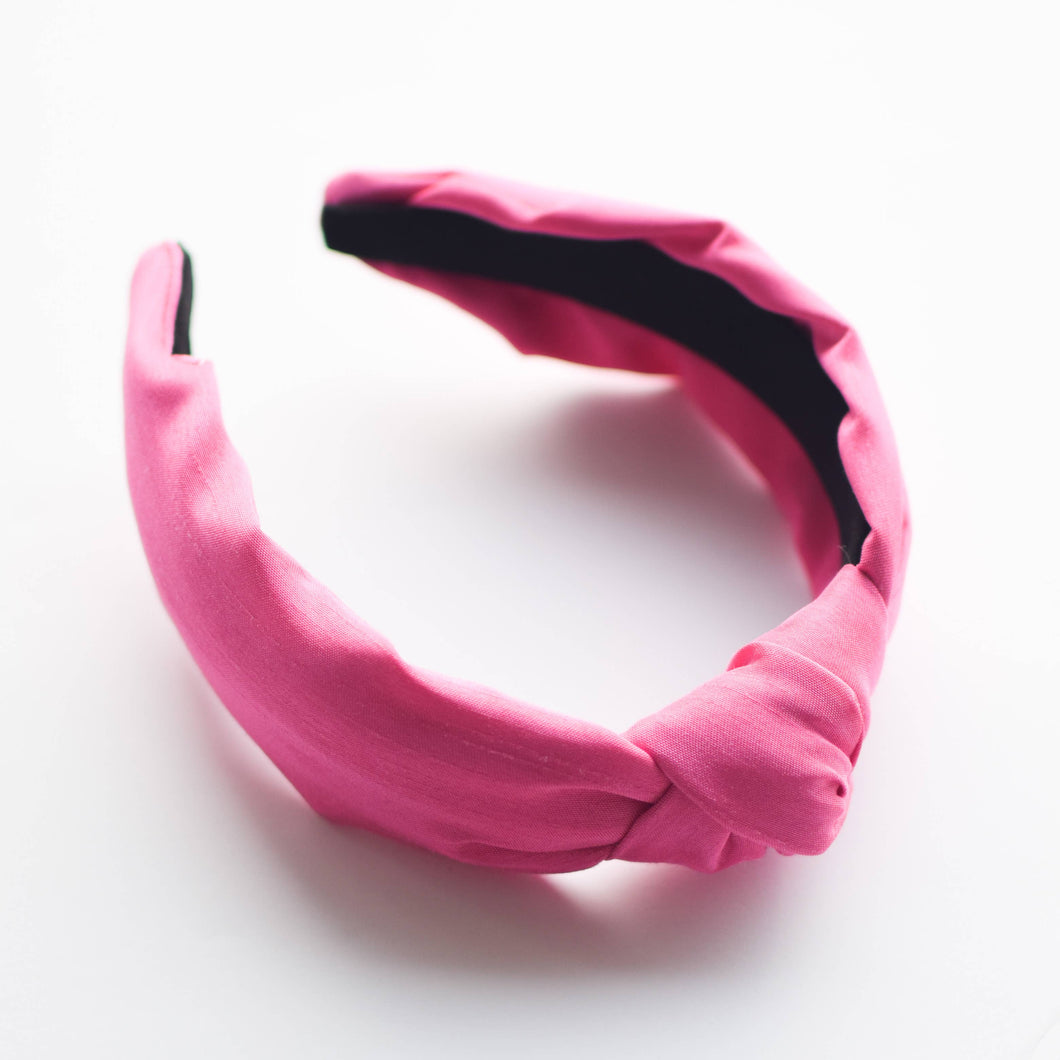 Ronni Blake & Co - Knotted Headband - Bright Pink Satin Headband