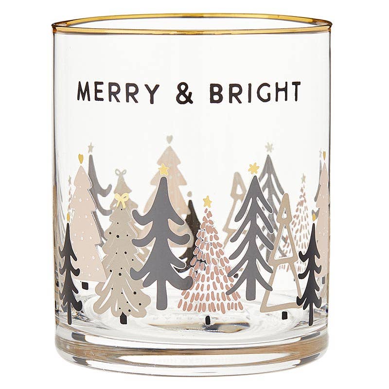 Gold Rimmed Rocks Glass - Merry & Bright