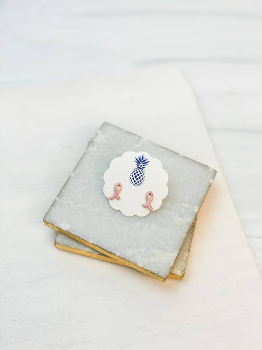Prep Obsessed Wholesale - Breast Cancer Ribbon Enamel Signature Studs