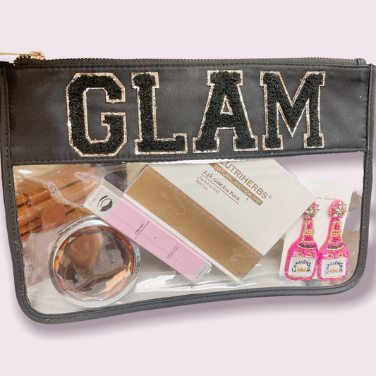 Beauty Stash - GLAM Black Clear Luxury Nylon Pouch