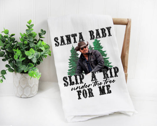 Love You a Latte Shop - Santa Baby Sip a RIP under the tree for Me Kitchen Towel