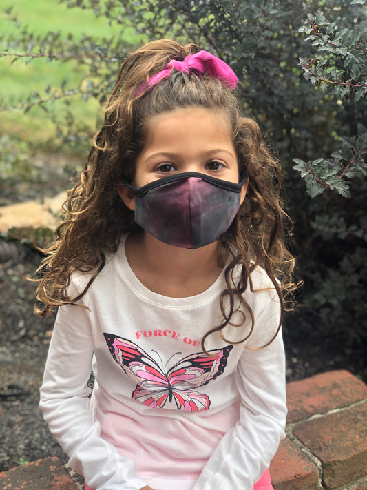 Dark Purple/Black Tie Dye Kids Mask