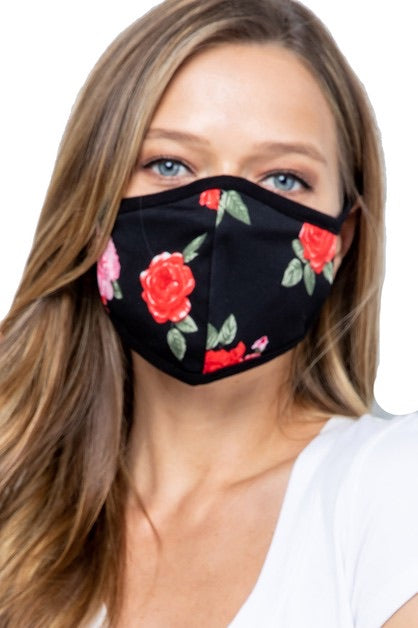 Black floral mask