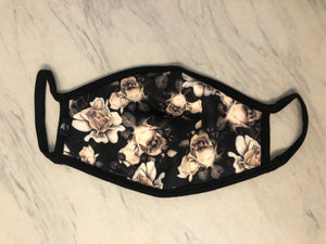 Black and White Floral Mask